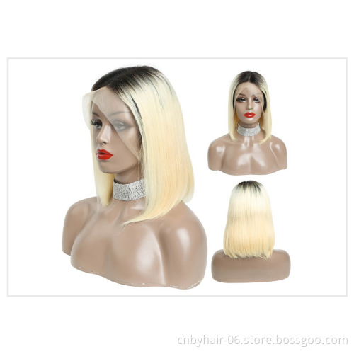 13x6 613 Blonde Short Bob Wigs Remy Brazilian Straight 1B 613 Lace Wig Ombre Lace Front Human Hair Wig For Women